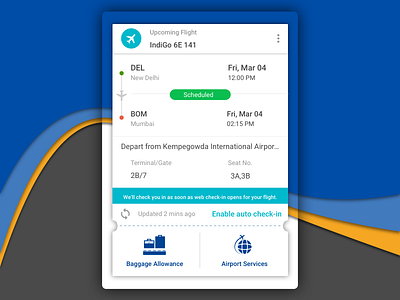 Flight Card android card flight id material travel ui update ux