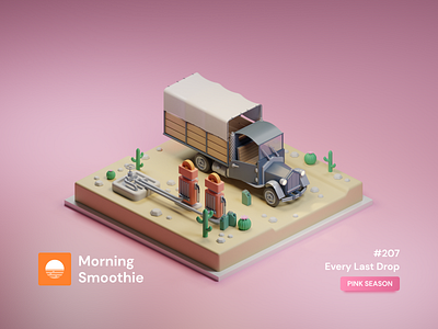 Every Last Drop 3d 3d art blender blender3d clay render desert diorama gas gas station illustration isometric isometric design isometric illustration low poly oasis pastel toy toy design toys truck