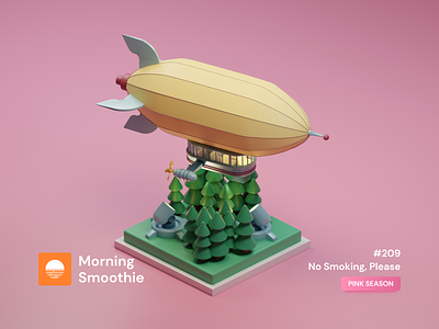 No Smoking, Please 3d 3d art airship blender blender3d diorama flight flying forest illustration isometric isometric design isometric illustration low poly nature pastel projector toy zeppelin