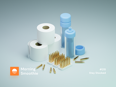 Stay Stocked 3d 3d art blender blender3d brass bullet coronavirus diorama illustration isometric isometric design isometric illustration low poly quarantine round shell toilet paper virus water water bottle