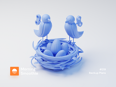 Backup Plans 3d 3d art birds blender blender3d blue diorama eggs illustration isometric isometric design isometric illustration low poly nature nest pastel plan planning toy windup