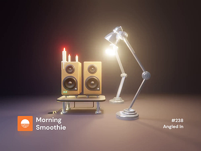 Angled In 3d 3d animation 3d art animated animation blender blender3d candles desk lamp diorama illustration isometric isometric design isometric illustration lamp low poly music sound speakers