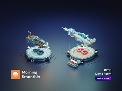 Demo Room 3d 3d art 5g astronaut blender blender3d diorama futurism futuristic high tech hovercar illustration isometric isometric design isometric illustration low poly space spaceship telco telecoms