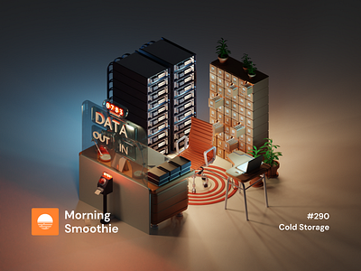 Cold Storage 3d 3d art blender blender3d diorama illustration isometric isometric design isometric illustration library low poly office office design office space queue server servers storage ticket ticketing