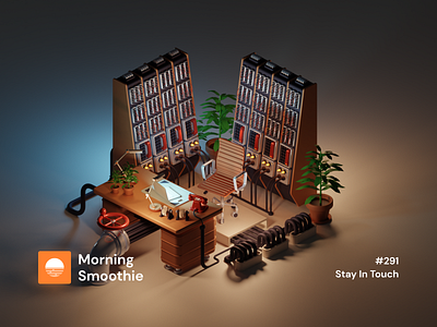 Stay In Touch 3d 3d art blender blender3d diorama illustration isometric isometric design isometric illustration low poly office office space offices phone phone line phones switch switcher switches workspace