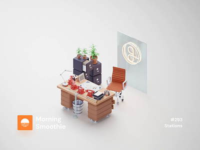 Stations 3d 3d animation 3d art animated animation blender blender3d clean illustration isometric isometric design isometric illustration minimal office office space office tools scandinavian workspace workspaces workstation