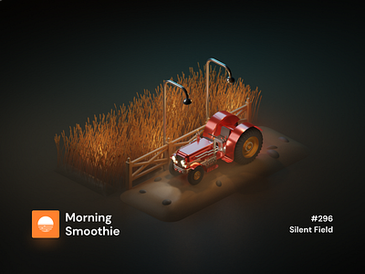 Silent Field 3d 3d art blender blender3d diorama farm farmer farming field fields horror illustration isometric isometric design isometric illustration land low poly night tractor tractors