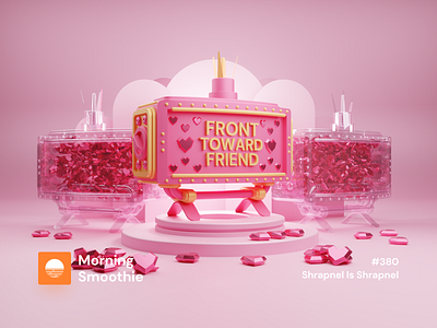 Shrapnel Is Shrapnel 3d 3d animation 3d art blender blender3d cute diorama explosion explosive friend friendship heart illustration isometric isometric illustration landmine low poly mine pastel pink