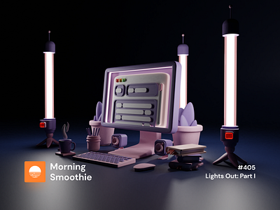 Lights Out: Part I 3d 3d art blender blender3d computer computers contrast dark mode desktop diorama illustration isometric isometric design isometric illustration lights low poly night table