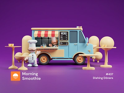 Dishing Döners 3d 3d art blender blender3d diorama fast food fast food menu food foodtruck illustration isometric isometric design isometric illustration low poly