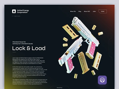 Lock & Load - First of Four 3d 3d art blender blender3d bullet fantasy future future ui gun illustration isometric illustration landing page landing page ui modern ui modern ui design pistol scifi ui web design web designer