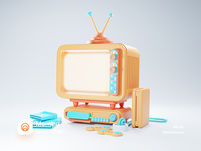 Meditations 3d 3d art blender blender3d concept console diorama game gaming icon iconography icons illustration isometric isometric design isometric illustration low poly television tv app tv set