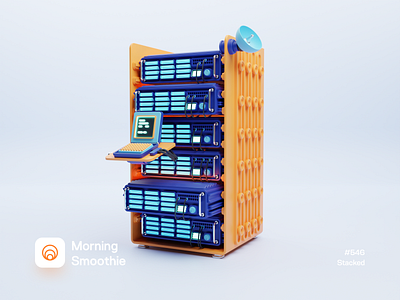 Stacked 3d 3d art 3d artist 3d artwork 3d illustrator blender blender3d computer diorama hardware illustration isometric isometric design isometric illustration low poly retro server servers techie technical