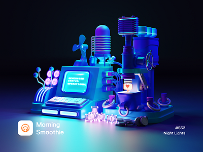 Night Lights 3d 3d art 3d artist 3d artwork 3d illustrator blender blender3d computer contrast dark mode desktop diorama illustration isometric isometric design isometric illustration low poly machine machinery night