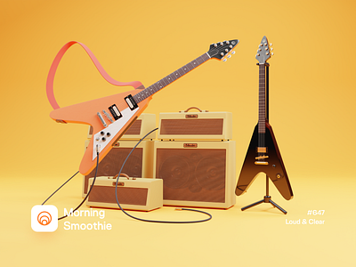 Loud & Clear 3d 3d art 3d artwork 3d illustrator blender blender3d guitar guitars illustration isometric isometric illustration music musician