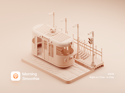 Right on Time - In Clay 3d blender blender3d clay clayrender cute diorama illustration isometric isometric illustration monotone public transport scooter tram transport trolley