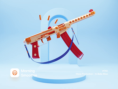 Mass Production - In Baby Blue 3d 3d animation animated animation arms blender blender3d candy colorful diorama gun illustration isometric isometric illustration metal metallic toy toy gun weapon