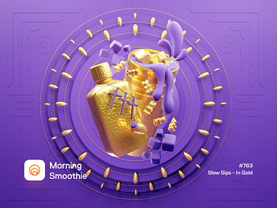 Slow Sips - In Gold 3d 3d art 3d artist blender blender3d chain cup drink duotone gold illustration isometric isometric illustration medical medicine medtech ring