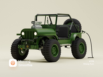 Wrong Turn 3d 3d animation 4x4 animated animation blender blender3d car design diorama illustration isometric isometric illustration jeep offroad spin suv toy toy car truck