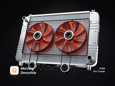 Fan Trouble 3d blender blender3d car car part cold design diorama fan fans heat hot illustration industrial isometric isometric illustration mech mechanical parts radiator