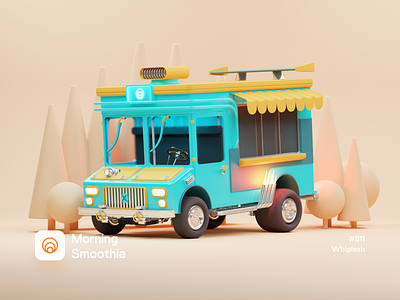 Whiplash 3d auto blender blender3d car design diorama fast hotrod ice cream ice cream truck illustration isometric isometric illustration pastel toy truck vehicle