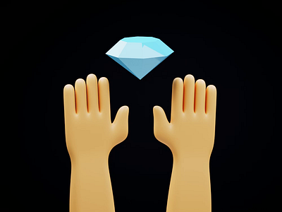 Diamond Hands 3d 3d animation animated animation blender blender3d diamond emoji hand hands illustration