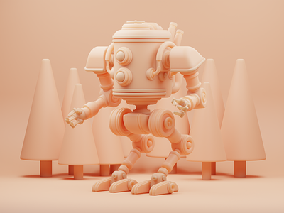 Old Friend Clay 3d blender blender3d bot clay claymation clayrender illustration mech mechanical robot walker