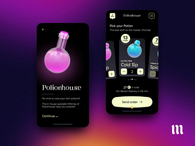 Potionhouse app app design design ecommerce magic mobile mobile app order ordering orders shop shopping ui ux