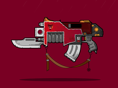 Fanart flash from WH40k! bolter chaos color detailed gun illustration vector warhammer