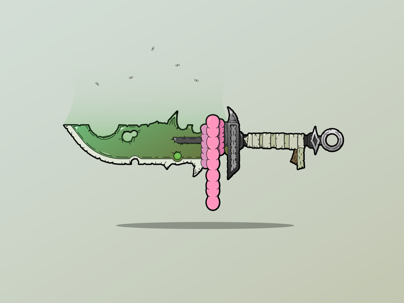 The Plague Knife 2d brutalist chaos clean detailed illustration minimal vector