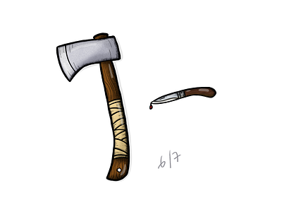 Toolkit apple axe handdrawing handdrawn illustration knife pen pencil procreate