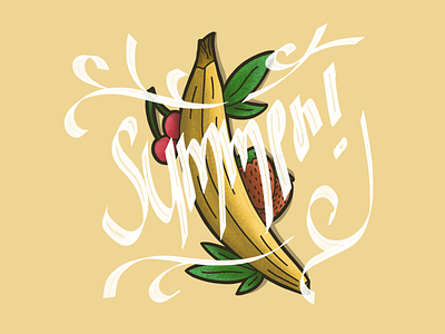 Summer! fruits handdrawn illustration lettering procreate typography
