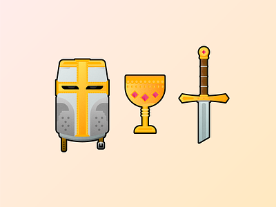 Crusader Kit 2d chalice cup faith gradient grain helmet illustration illustrator medieval sword vector