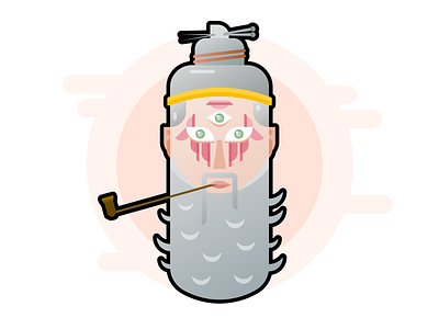 Second Deity beard bearded man character clean face illustration illustrator old oriental pipe vector