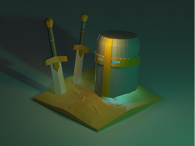 Helmet 3d blender blender3d crusade design diorama helmet illustration lowpoly lowpolyart medieval model render sword