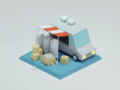 Work in Progress 3d 3d art beer blender blender3d can diorama isometric isometric illustration low poly lowpoly truck