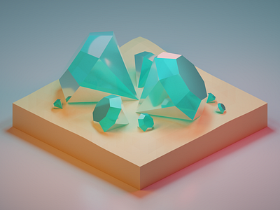 Blood Diamonds 3d 3d art blender blender3d diamond diamonds diorama isometric isometric design isometric illustration low poly art lowpoly