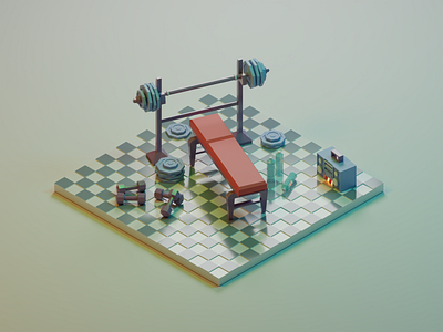 House of Iron 3d 3d art blender blender3d design diorama fitness isometric isometric design isometric illustration lowpoly lowpolyart sport weightlifting weights