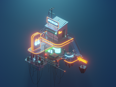 Another Cloud 66 blender blender 3d blender3d diorama gas station isometric isometric design isometric illustration low poly lowpoly lowpolyart pitstop route 66