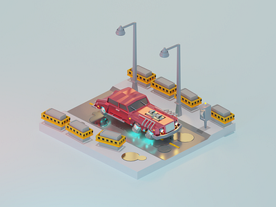Futuristic Limo in daylight 3d blender3d diorama future futuristic hover isometric isometric design isometric illustration limo low poly lowpoly neon