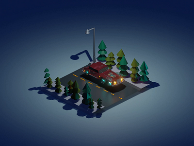 Forest Highway 3d blender3d car diorama future futuristic hover isometric isometric design isometric illustration lowpoly trees