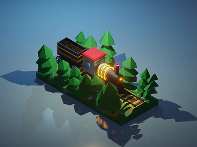 Choo-choo! 3d 3d art blender blender3d design diorama forest isometric isometric design isometric illustration low poly low poly art train