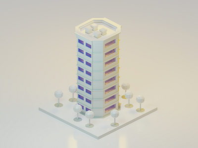 Highrise 3d 3d art blender blender3d building city design diorama highrise isometric isometric design isometric illustration low poly low poly art two tone