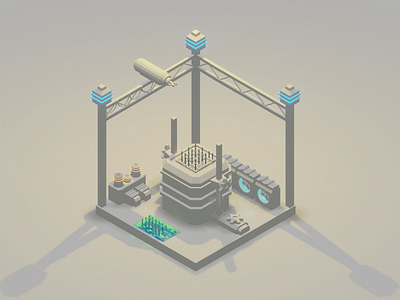 The Reactor Animated 3d 3d animation animated blender blender3d design diorama electricity industrial isometric design isometric illustration low poly lowpolyart nuclear power plant reactor