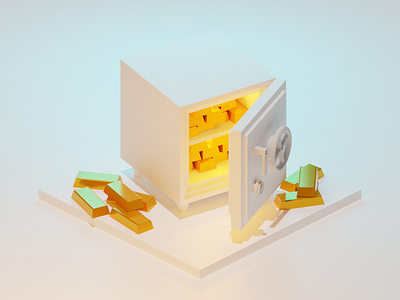 Bars! 3d blender3d clean design diorama gold isometric isometric design isometric illustration low poly minimal money safe wealth