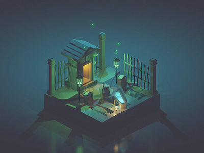 Spooky season! 3d 3d animation animated animation blender blender3d diorama graveyard halloween isometric isometric design isometric illustration low poly low poly art night