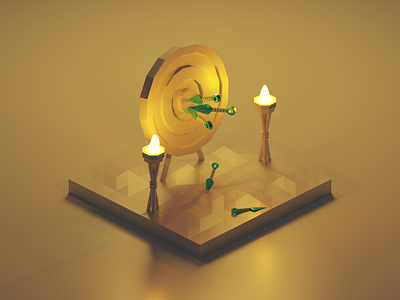 Target Practice! 3d blender blender3d diorama isometric isometric design isometric illustration knife low poly target target practice throwing knife torch