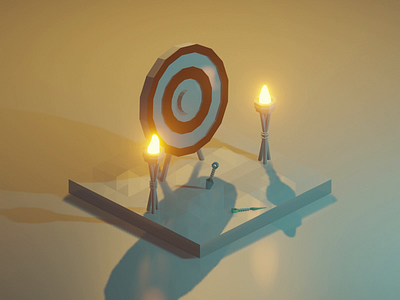 Target Range Animated 3d 3d animation blender blender3d diorama isometric isometric design isometric illustration knife low poly target throwing torch