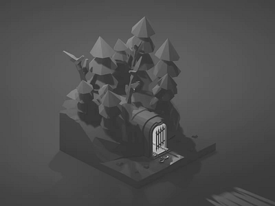 Howling Autumn 3d 3d animation 3d art contrast dark diorama forest halloween isometric art isometric design isometric illustration night october spooky