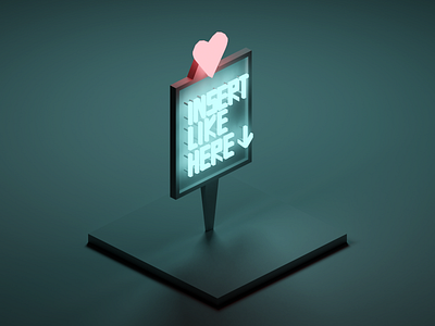 Insert Heart Here! 3d b3d blender contrast diorama isometric isometric icons isometric illustration low poly lowpolyart neon neon light neon sign night